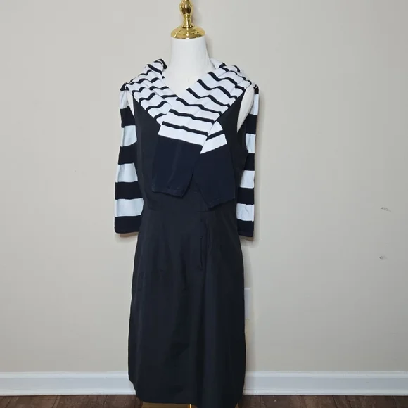 Lands' End Navy Cotton Silk Sleeveless Dress Size 6 Quiet Luxury Preppy Coastal - Picture 2 of 11